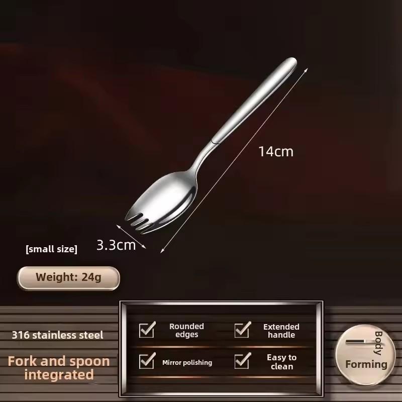 316 Stainless Steel Fork Household Spork Spoon One Salad Spoon Cake Fruit Fork Western Fork Tableware