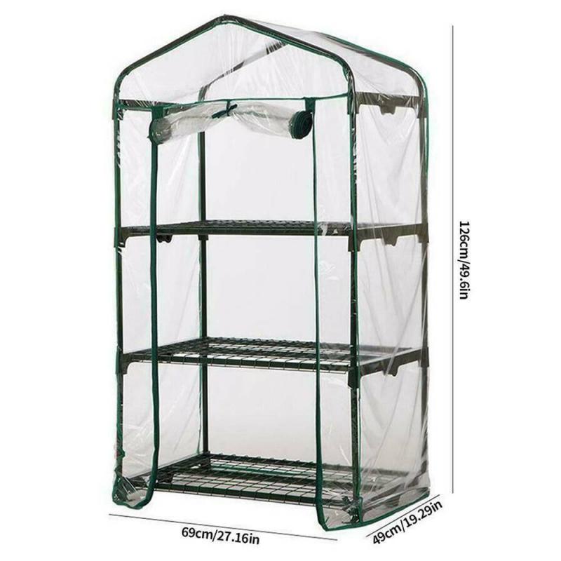 2/3/4/5 Tier Small Greenhouse Outdoor Garden Plant Grow Green House PVC Cover Outdoor Grow Tent (no Iron Shelf) Garden Supplies