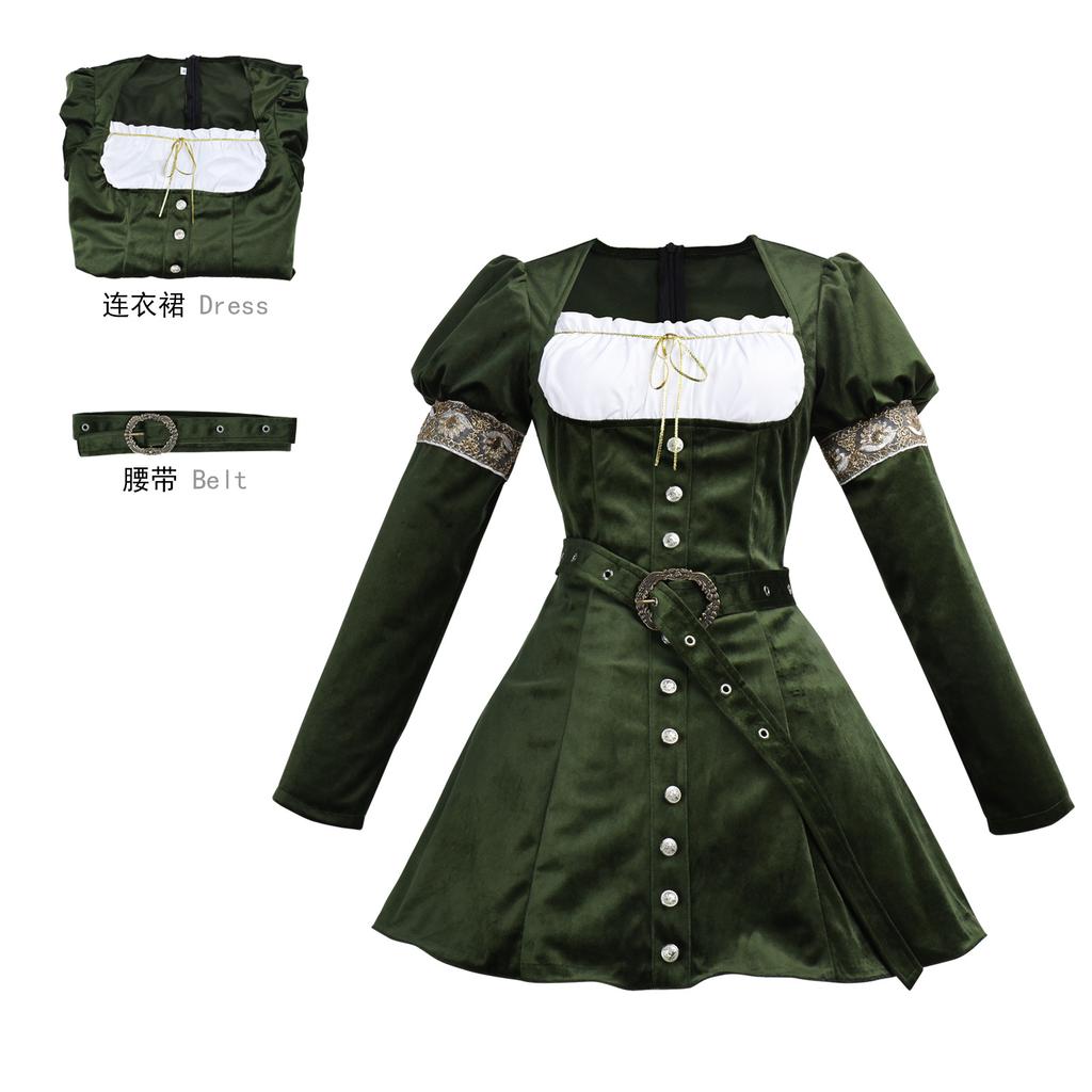 Středověký dámský sukně cos oblek Francouzské retro šaty cosplay dvorní gotické skvrna rovné vlasy