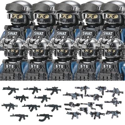 Non-Toxic Military Figures Riot Police Soldier Building Blocks City Commando Special Forces Swat Weapons Vest Bricks Children Toys Gift