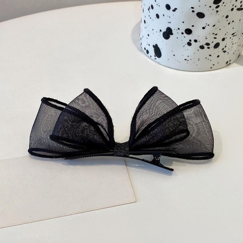 Stylish Hair Clip Black Mesh Bows Barrettes for Styling All Hair Types Lightweight Comfort Fashion Accessory
