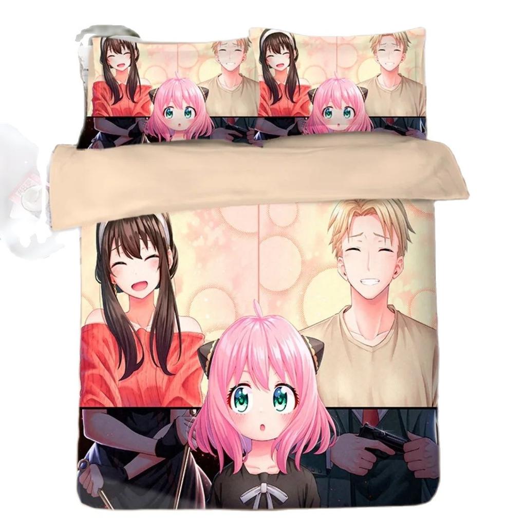 Spy Family Bedding Set Anime Anya Duvet Cover,Spy Family Bedding Twin Queen Size Kids Bedroom Decor Children's Gifts