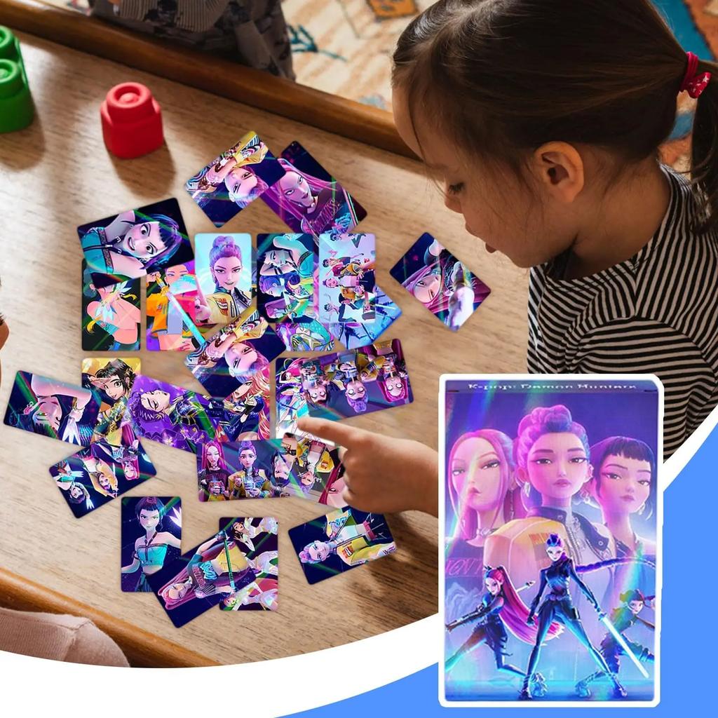 30 Pcs K-POP Anime Collectible Cards, Cute Chibi Idol Holographic Stickers Set, Laser Sparkling LOMO Cards for Fans