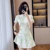 2026 Chinese Style Qipao Two-Piece: Short Sleeve Top & Shorts Set