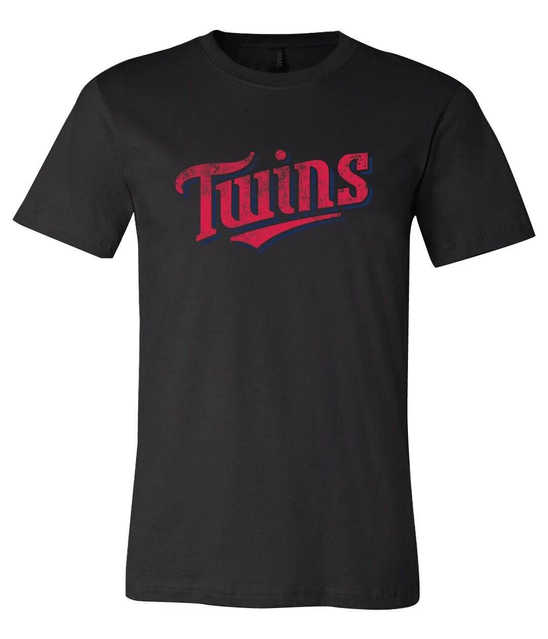 Minnesota Twins Text Logo Distressed Vintage logo T-Shirt 6 Sizes S-6XL!! L