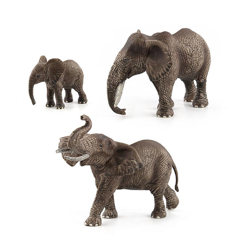 Wild Animal Model Simulation Elephant Family Of Three, Zoo Cognition Environmental Protection Solid Figure Ornament Toy