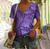 T-shirt con Volto Astratto Tasca Finta Stampa 3D T-shirt da Donna Scollo a V Manica Corta T-shirt Casual Y2K Top Harajuku Abbigliamento Femminile