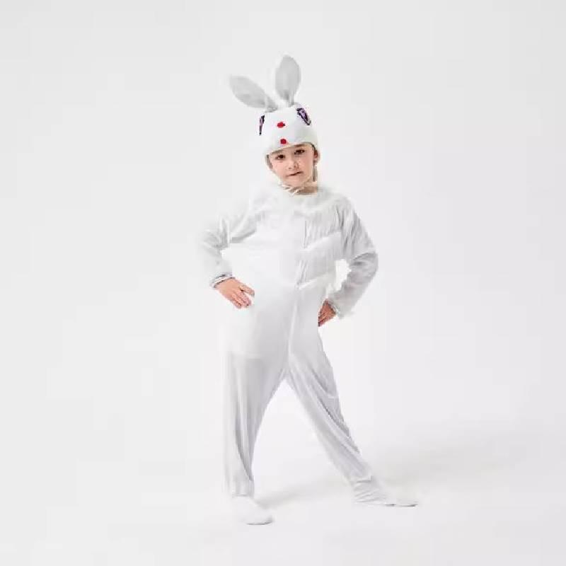 Adorable Kids White Rabbit Costume For Halloween And Cosplay Unisex Jumpsuit
