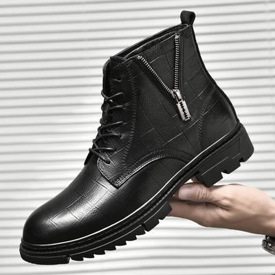 Botas de inverno Chelsea Botas masculinas de couro genuíno de alta qualidade Botas de negócios mais veludo Sola grossa Couro Casual Pele Botas de tornozelo
