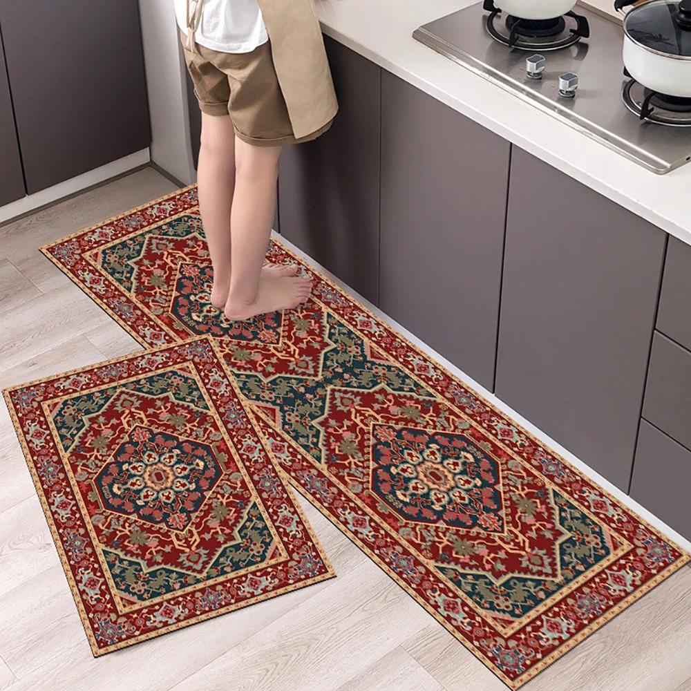 

VIKAMA Modern Retro Light Luxury Premium Feeling Floor Mats Non-slip Durable Living Room Kitchen Bathroom Home Decoration 40X60CM(1.3X2FT