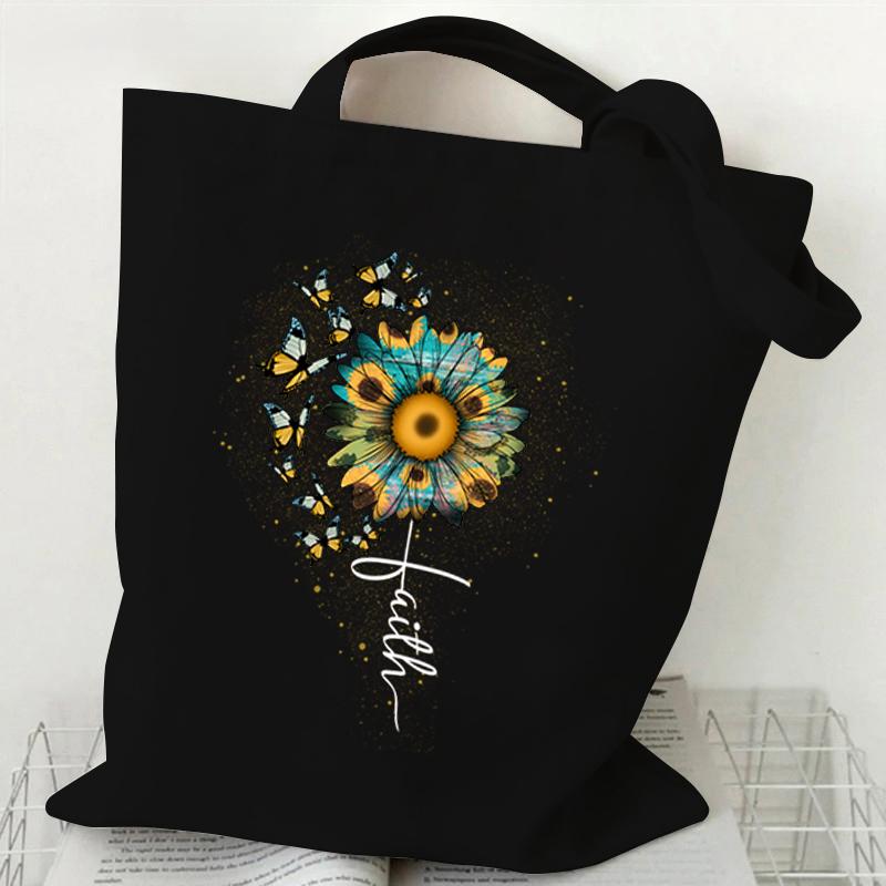 Borsa a Tote in Tela Girasole e Ape Versatile Borsa a Spalla da Sottobraccio per Lavoro Scuola Pendolarismo