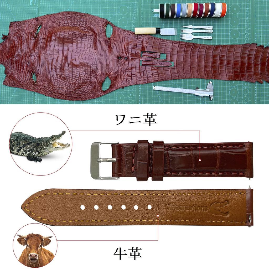 19mm Brown Crocodile Watch Quick Crocodile Leather Replacement Watch Band with Wrist Brown [vietnamcreations] Strap, Release, Buckle, Handmade, Men's,