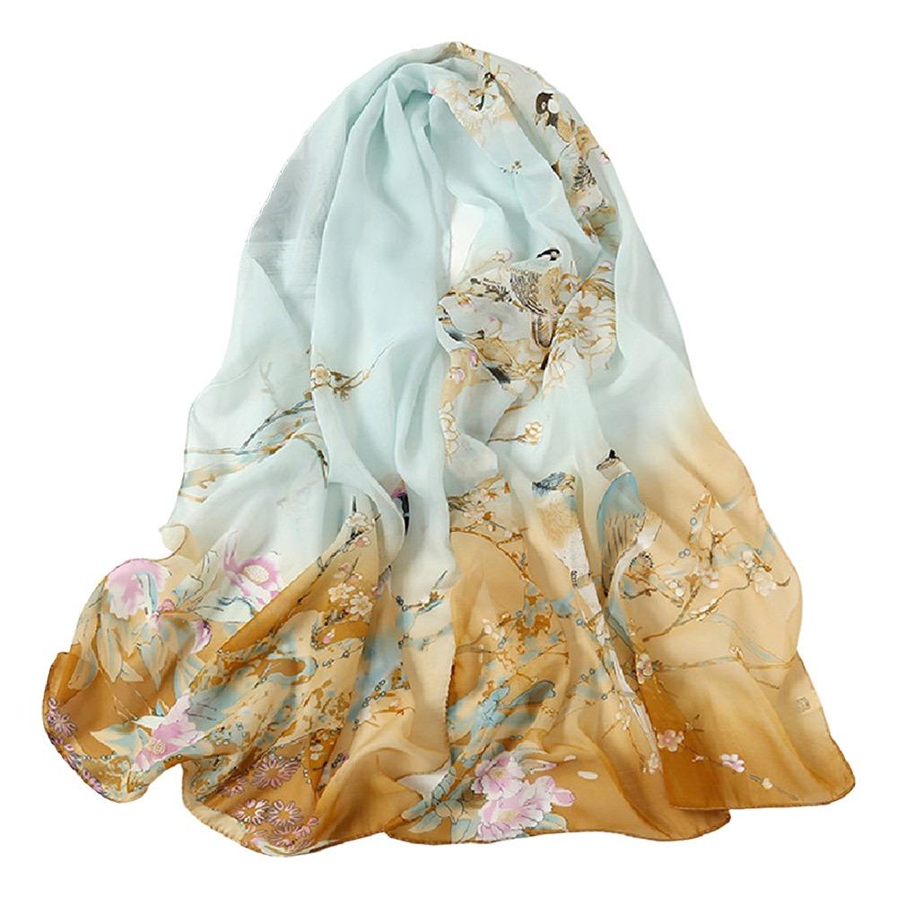 Sunscreen Chiffon Scarf 160*50cm Shawl Silk Fashion Beach Gauze Scarf  for Women