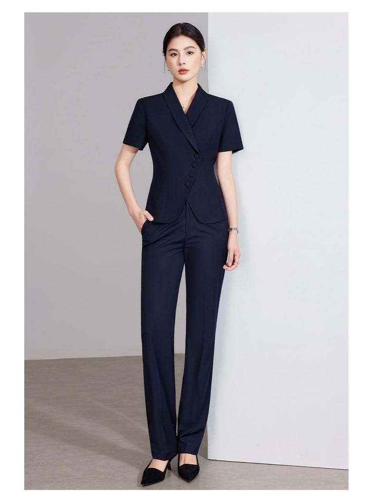 Elegant Women's Summer Suit: Professional Two-Piece Skirt Set for Salon Work