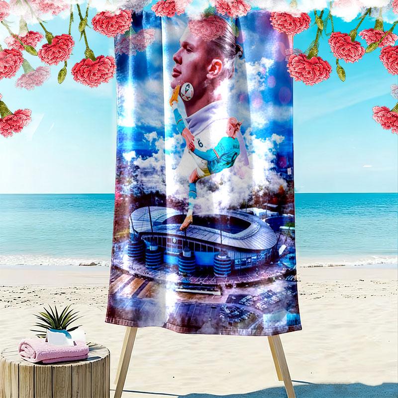 Erling Braut Haaland Print Beach Towel, Large Soft Quick Dry Towel for Beach Camping Swimming