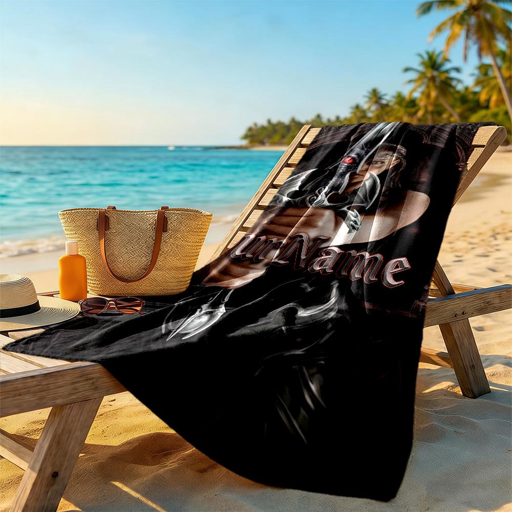 Gothic Illustrations Customizable Name Beach Towel Soft Durable Quick-Dry