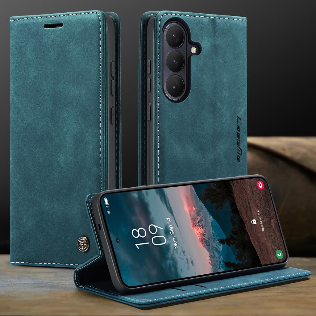 CaseMe Retro Magnetischer Flip PU-Leder Hülle für Samsung Galaxy S26 Ultra S25 Edge S24 FE S23 Plus + Brieftaschenabdeckung Handyhülle