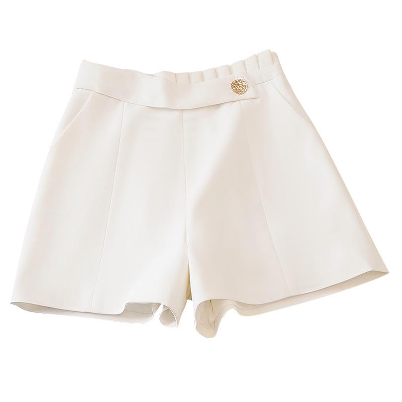 Women's Asymmetrical Suit Shorts - High Waist A-line Wide Leg Pants for Spring/Summer/Autumn 2026