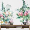Tropical Green Leaves and Floral Wall Sticker Self-Adhesive Removable for Living Room Entryway Home Decor