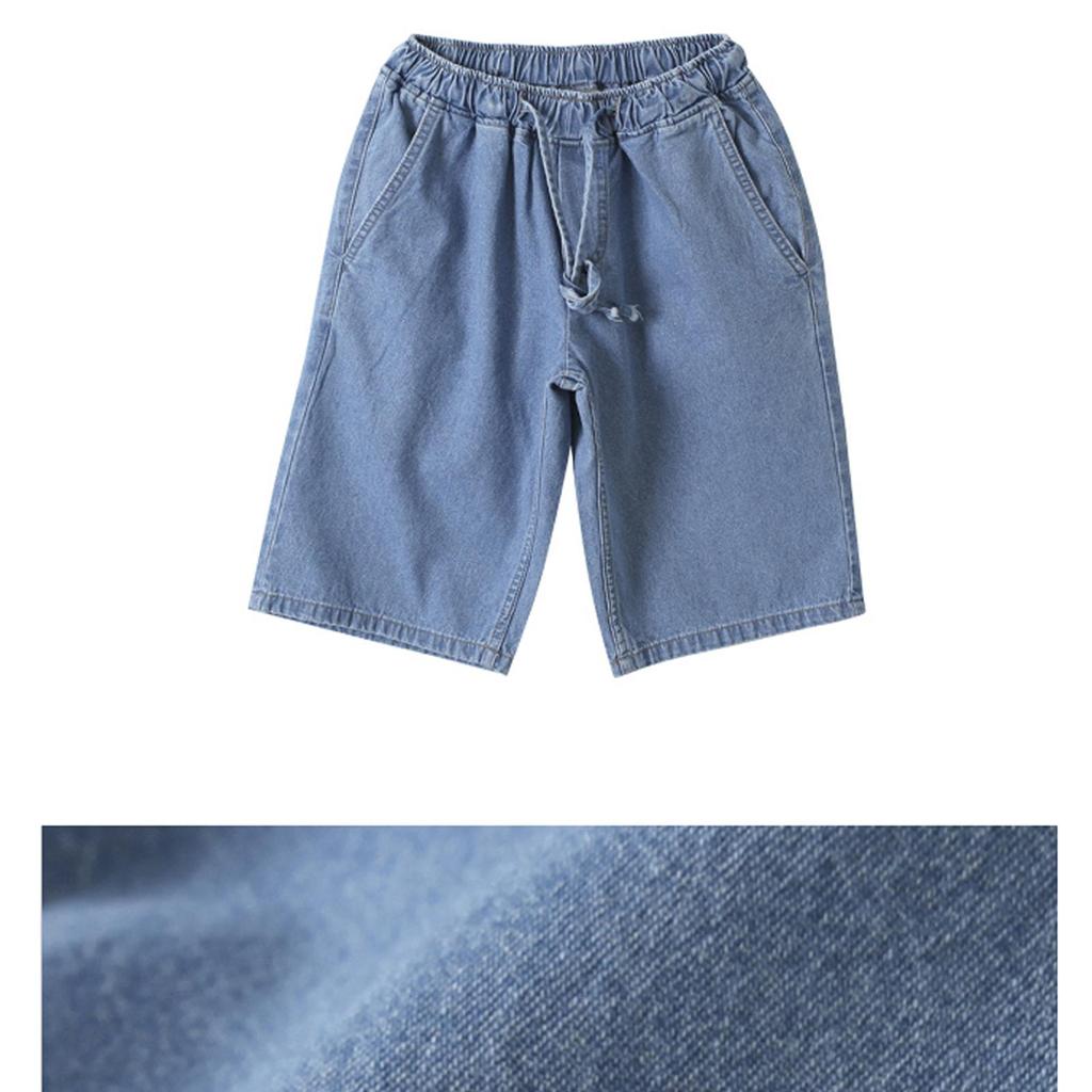 Shorts for Men Jeans Waist Strap Light Blue Korea Fashion