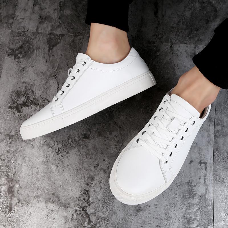Fashion 2025 Men Genuine Leather Casual Shoes Breathable Daily Walking with Anti-Slip Rubber Sole Fashion Lace-Up Design Plus Size 35-49
