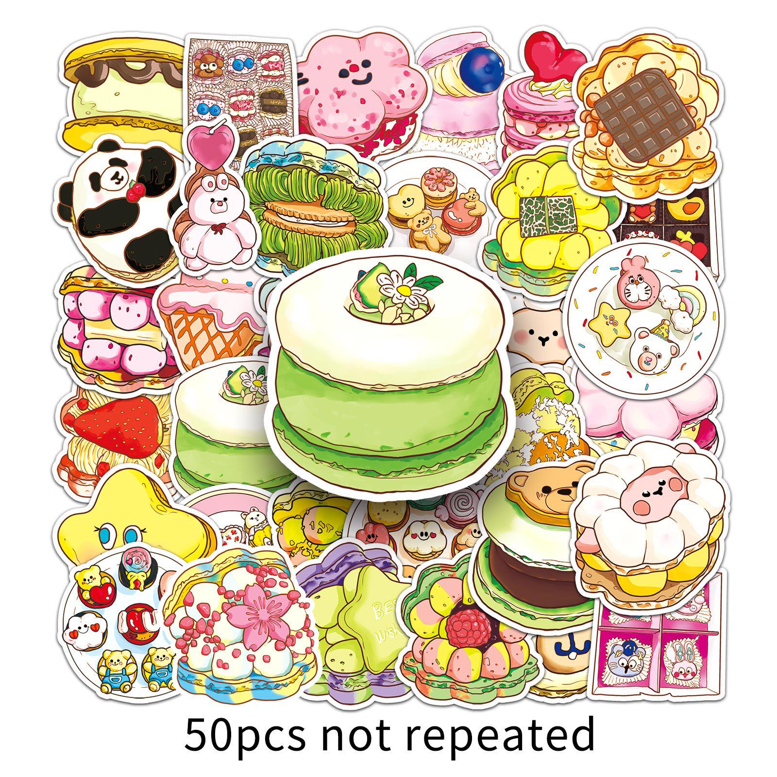 Macaron Graffiti Cartoon Stickers (50 Sheets) for Cute Decoration of Phone Cases and Suitcases