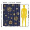 Luxurious Golden Snowflake Printed Blue Shower Curtain Home Decor Waterproof Privacy Shield 72X84In (183X213Cm)
