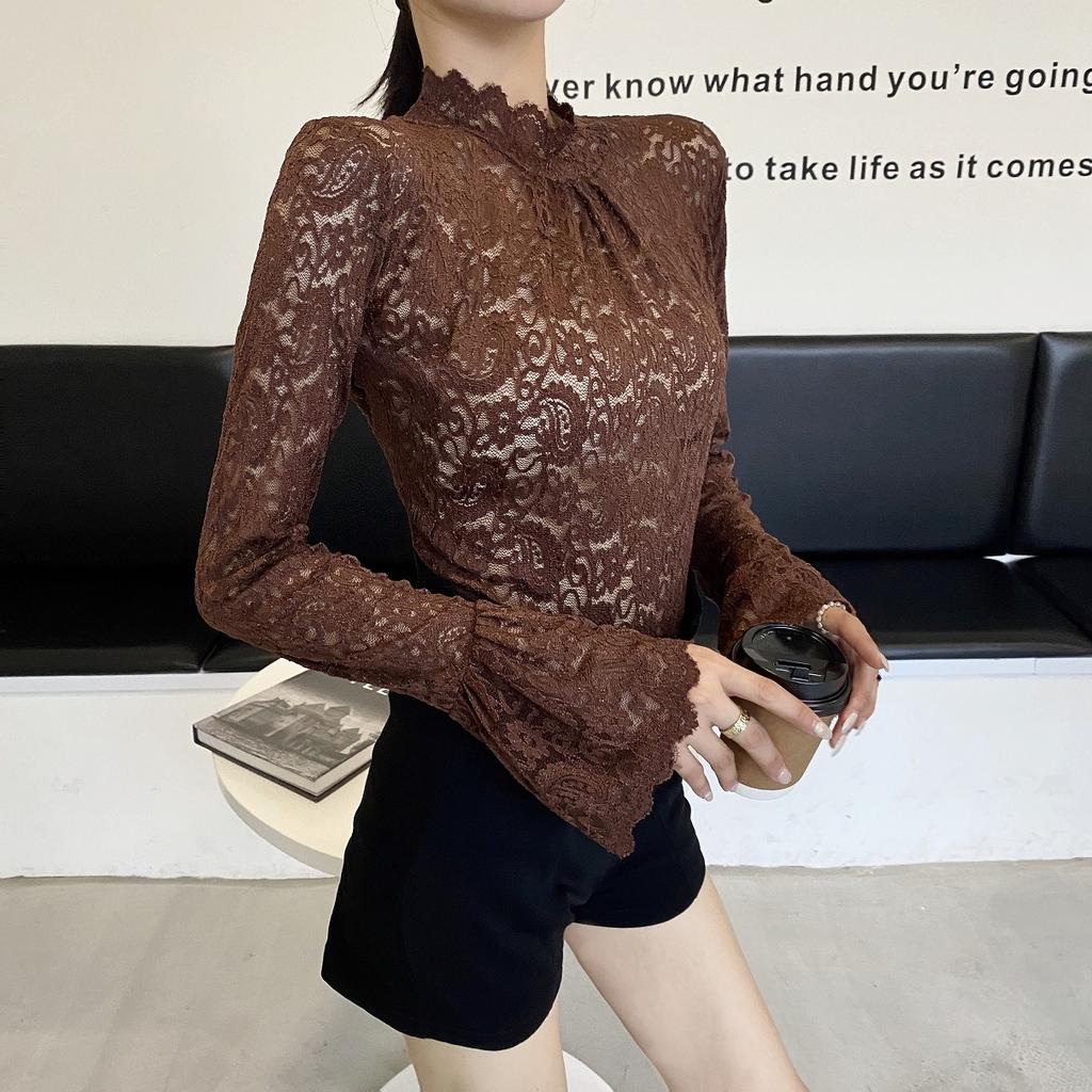 Women's Printed Stand-up Collar Ramie Shirt Top