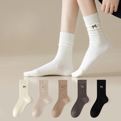 Women's Autumn Antibacterial and Deodorizing Socks, Pure Cotton Mid-calf Socks, Breathable and Sweat-absorbing Versatile Socks