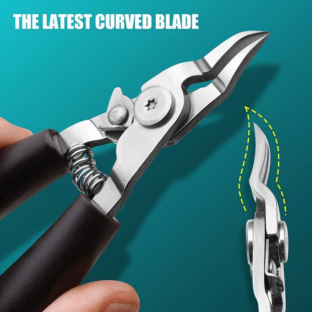 Stainless Steel Modern Concave Edge Toenail Clippers - Sharp, Curved Blade For Thick Nails, Ingrown Nail Precision Trimming