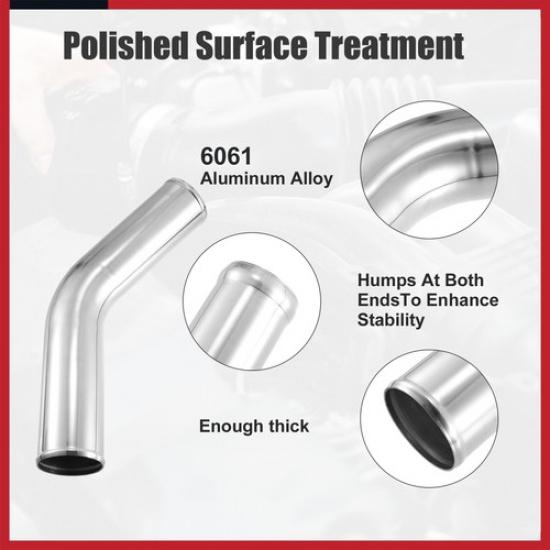 OD 3.5" Length 20" Tube Intercooler Pipe 45 Degrees Air Intake Tube for Car