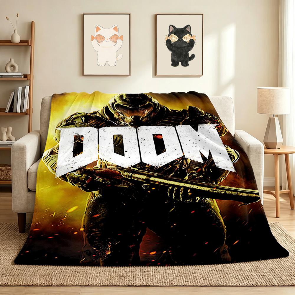 Doom Game Flannel Blanket Throw Blanket Soft Warm Sofa Bed Camping Car Home Decor Unique Christmas Gift C93083