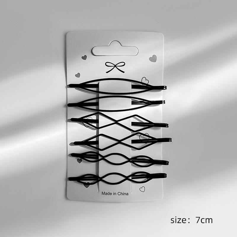 6pcs/lot Geometric Bobby Pins Wavy Hairpins Black Hair Clips Metal Barrettes Wave Hairgrips Fashion Hair Clips for Women