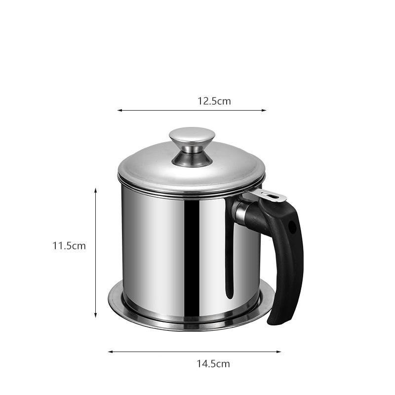 1.3L Kitchen Stainless Steel Oil Filter Pot with Tray High Capacity Lard Tank Residue Strainer Grease Separator Cooking Utensils