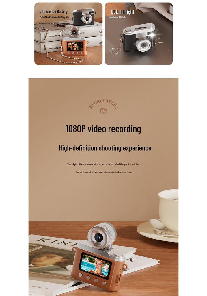 Retro Mini CCD Camera for Campus Students - HD, Selfie-Ready, Portable