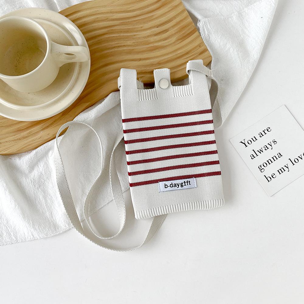 Cute And Sweet Knitted Mobile Phone Bag Shoulder Crossover Handheld Premium Mini Small Bag Mobile Phone Bag