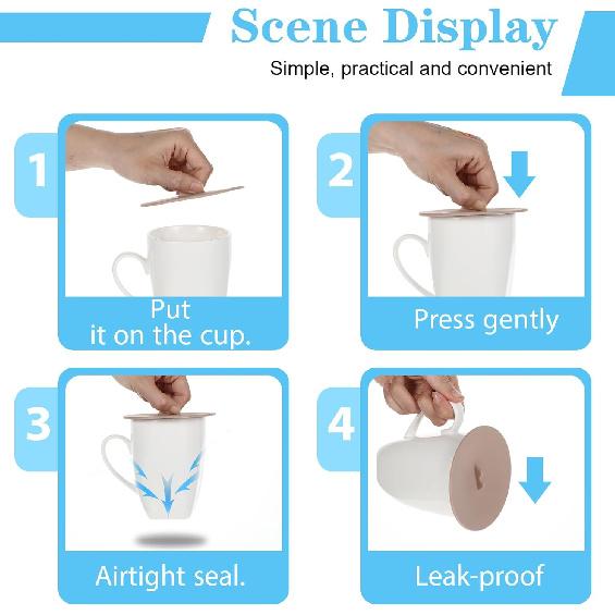 Silicone Lids for Cups, Ymapinc 6Pcs Silicone Cup Covers, Colored Universal Cup Lids, Reusable Mug Cover, Food Grade Dust-proof Airtight Seal Lids