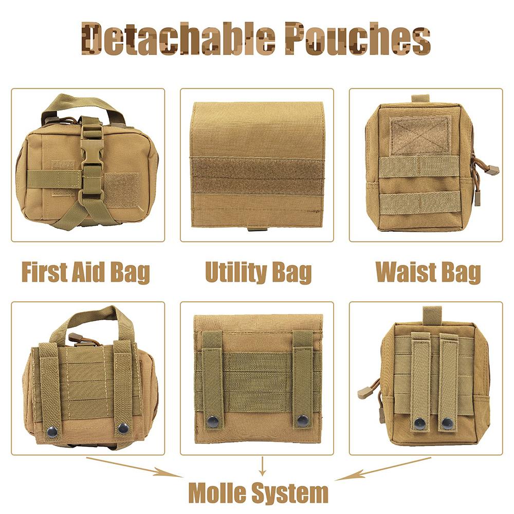 Tactical Large Dog Harness with Pouches Pet Vest Military Harnesses with Handle No-Pull Service Dogs Walking Training Hiking