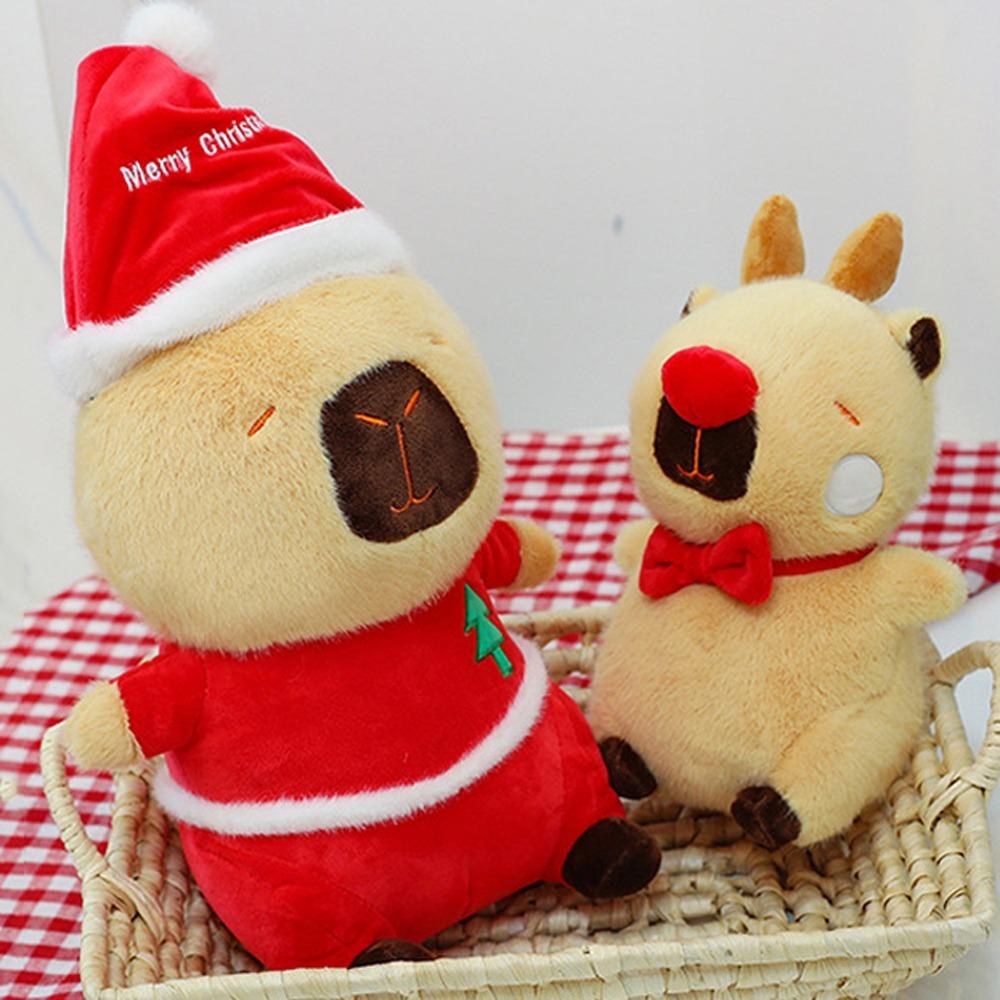 Elk Capybara Plush Toy Santa Claus Capybara Fluffty Doll Capybara Plush Doll  Home Decor
