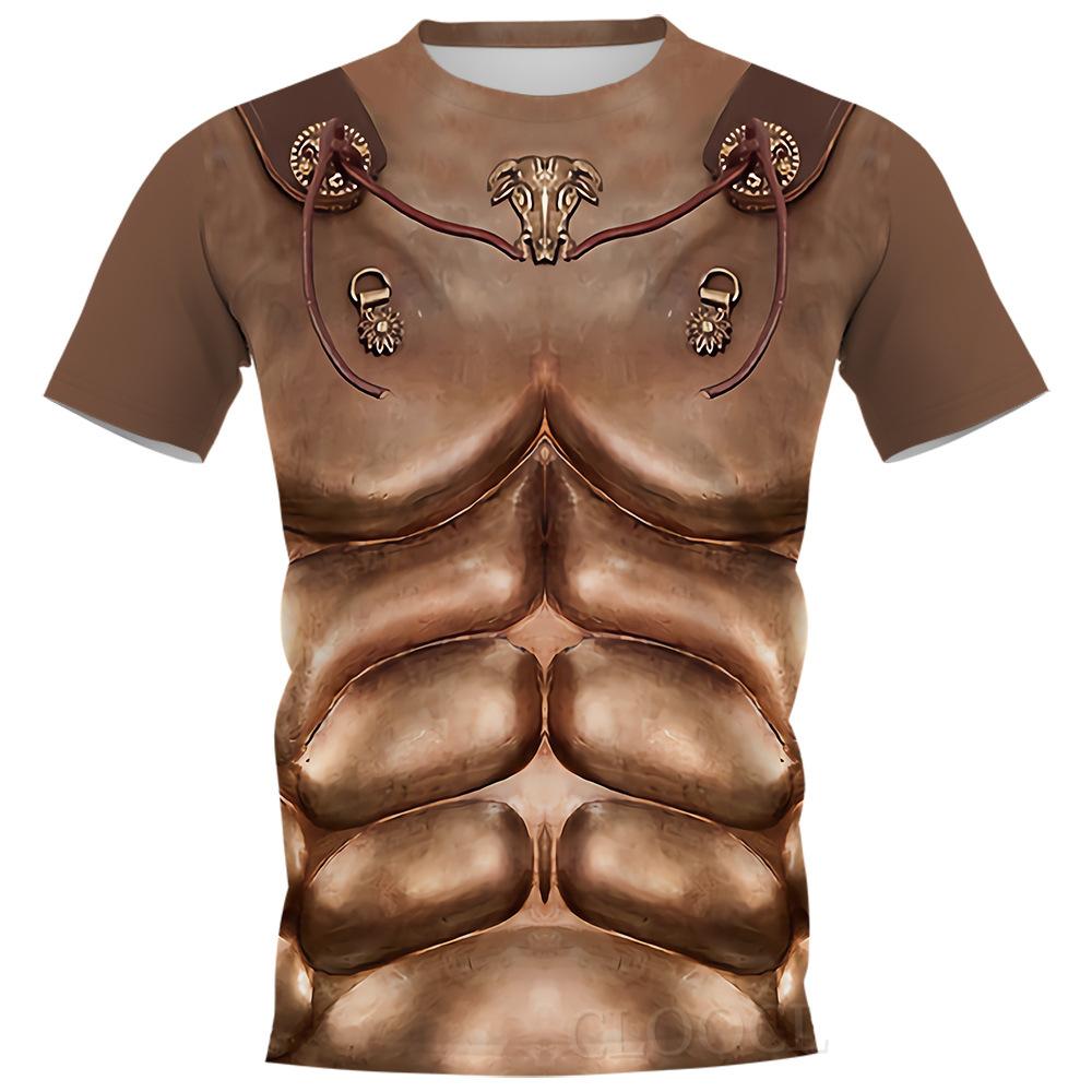 T-shirt Motif 3D Imprimé Armure T-shirt Homme Col Rond Manches Courtes Chemise Décontractée