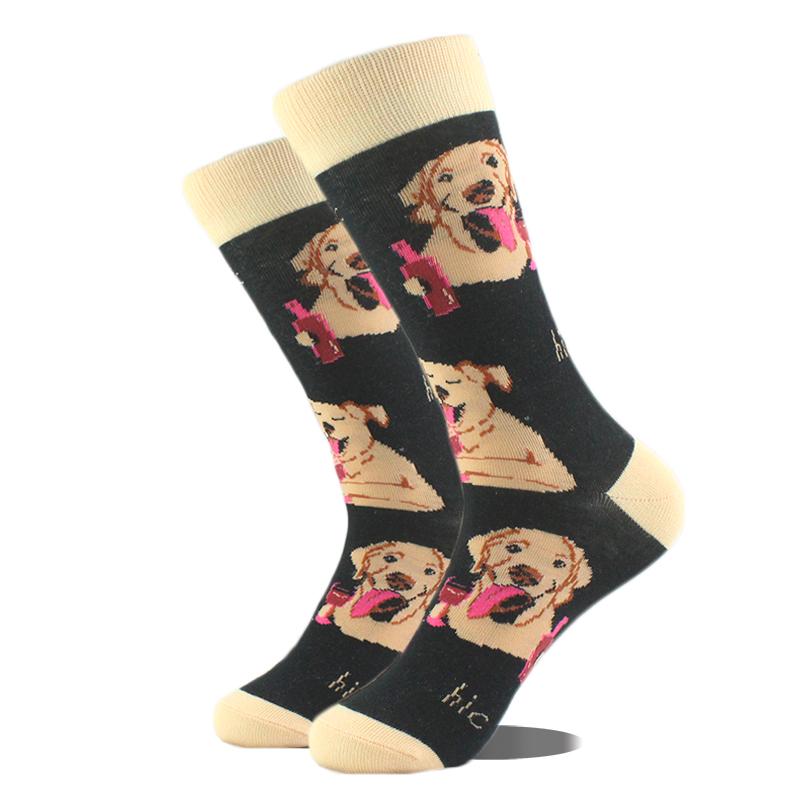 Cool Hip Hop Crew Socks Men Funny Animal Squirrel Shark Dinosaur Boxing Dog Fortune Cat Sokken Harajuku Divertidos Chaussette