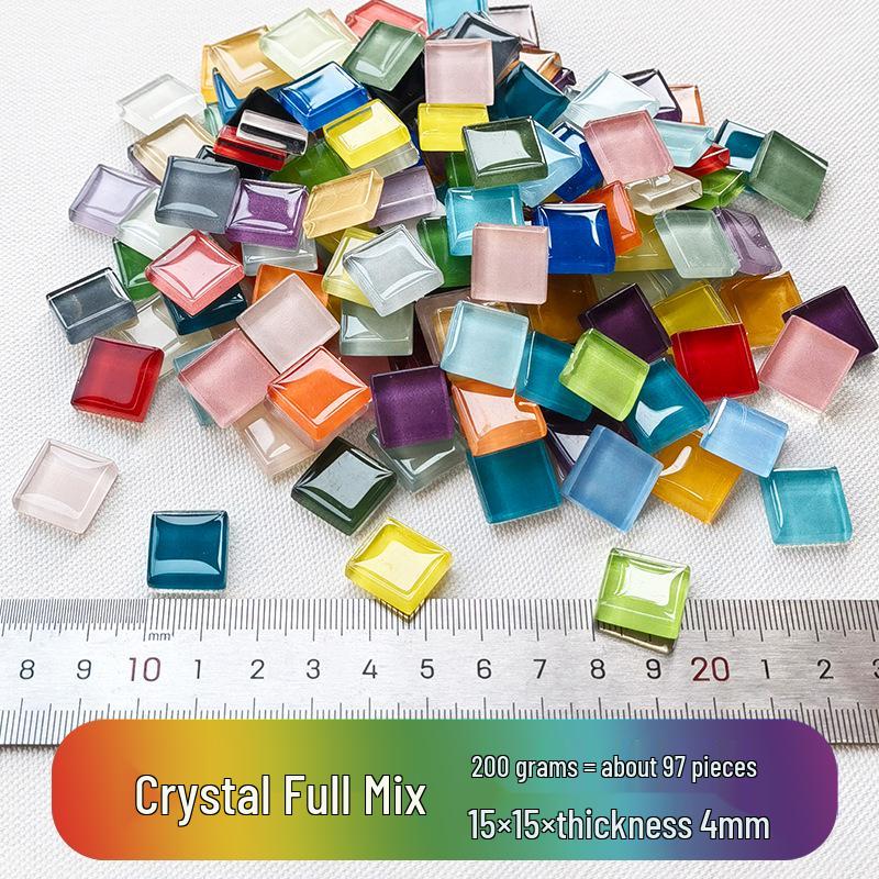 200g 1,5cm Transluzent 15mm Kristallmosaik DIY Handgemacht Buntes Glas Schnittpapier