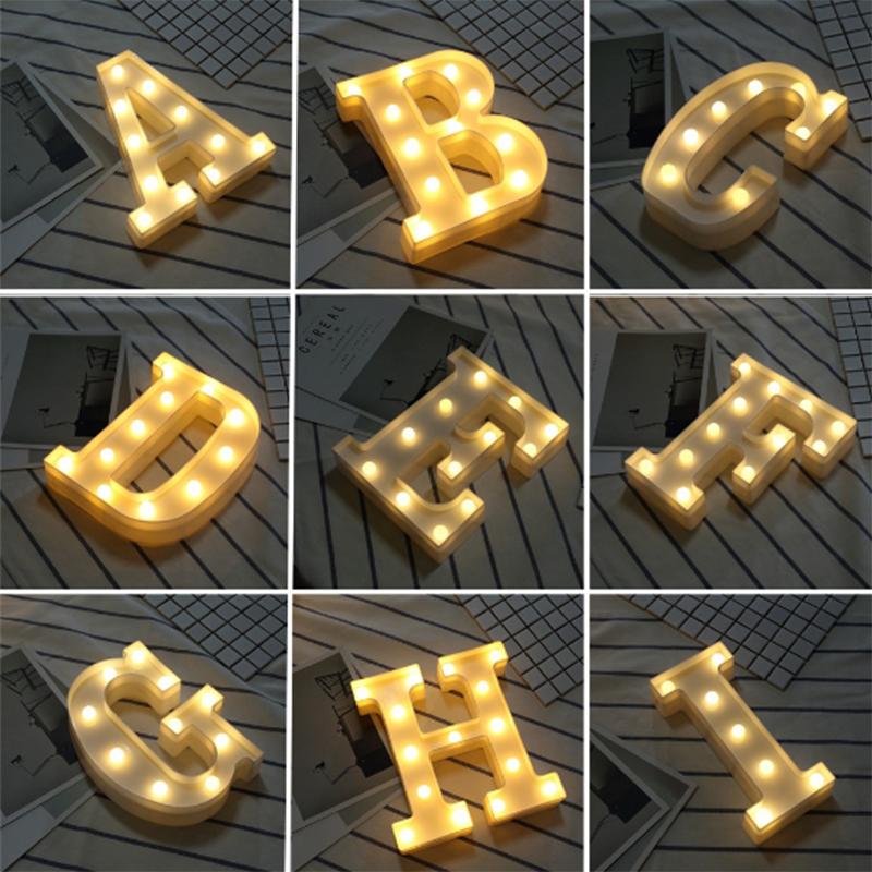 26 Luminous Alphabet Letter LED Night Lights Ambience Battery Light Letters Lamp Christmas Wedding Birthday Party Decoration