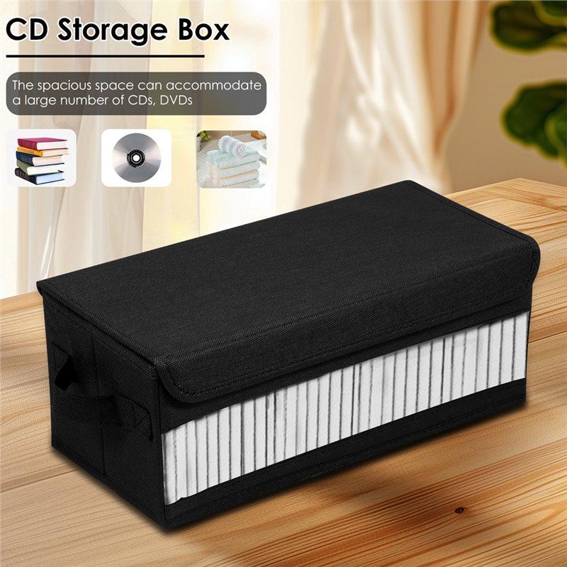 Premium-Large Capacity CD Storage Bag 2 Pcs Nonwoven Disc Organizer With Lid And Handle Portable Transparent Case Holder