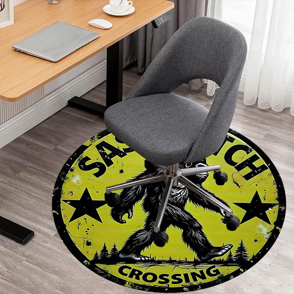 

1pc Sasquatch Crossing Round Chair mat Area Rug - Non-Slip, Floor Mat for Office, Bedroom, and Indoor Decor -1002280 80cm by 80cm