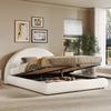 Gestoffeerd Bed, Tweepersoonsbed, 180*200cm, Bed met Hydraulische Functie, Bed met Lattenbodem en Grote Opbergruimte, Gestoffeerd Hoofdbord, Wit Bouclé