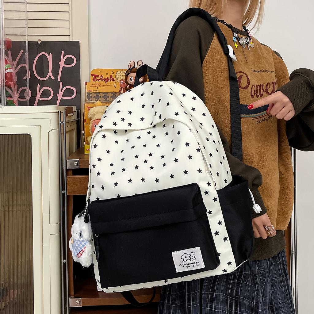 Schoolbag a junior high school bag student ins large capacity star backpack fresh and cute lightweight versatile backpack