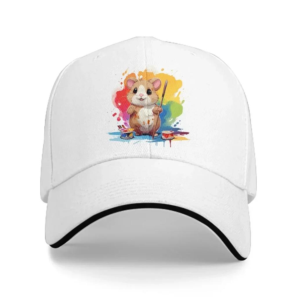 Kawaii Cute Painting Unisex Baseball Caps Peaked Cap Cute Hamster Animal Sun Shade Hats for Men Women