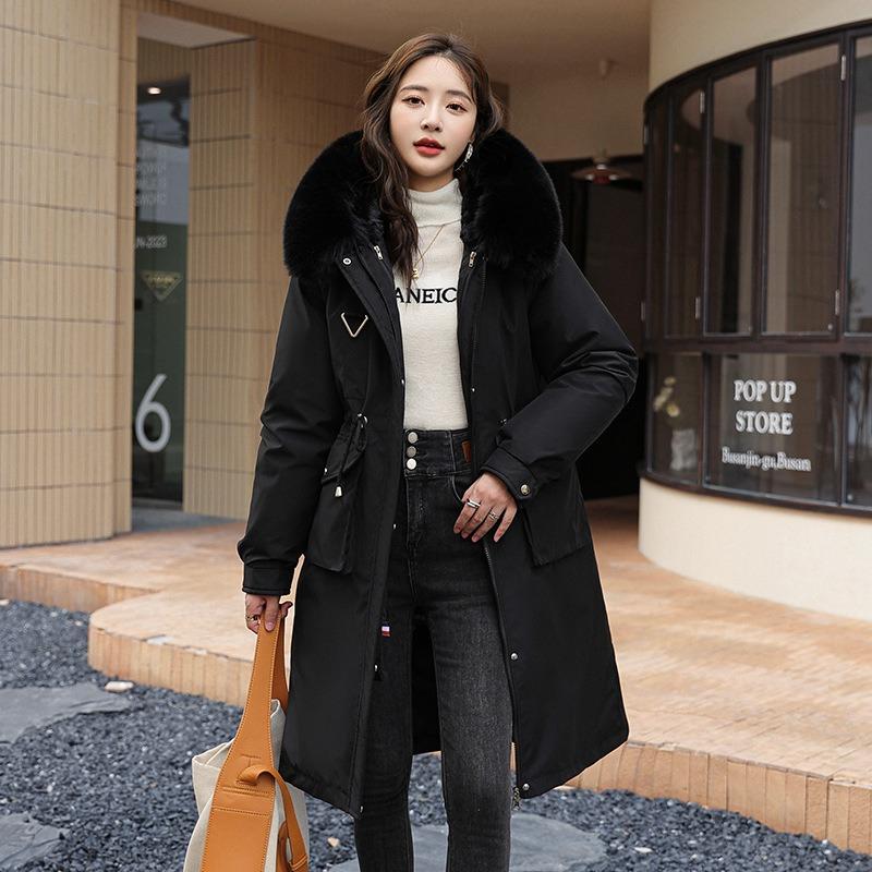 New Versatile Long Hooded Fur Collar Padded Jacket Skinny Versatile Padded Jacket Padded Jacket Women's Jacket