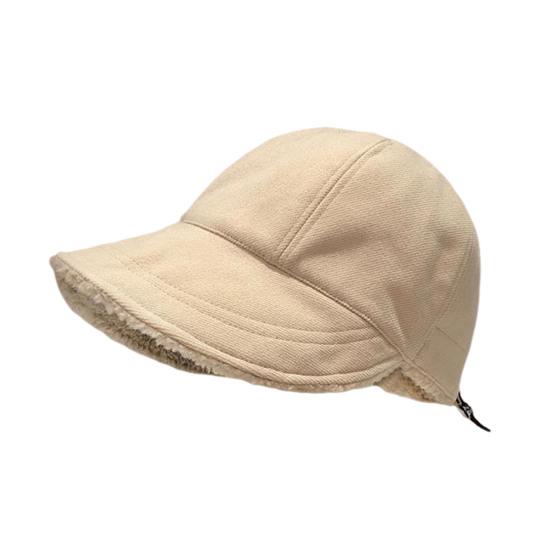 Autumn Winter Fisherman Hat Solid Color Thickened Plush Lining Baseball Hat Cold Weather Thermal Cap Outdoor Headwear